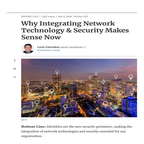 Why Integrating Network Technology & Security Makes Sense Now