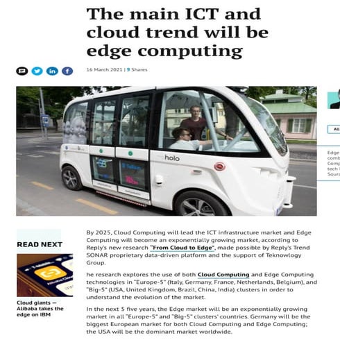 The main ICT and cloud trend will be edge computing
