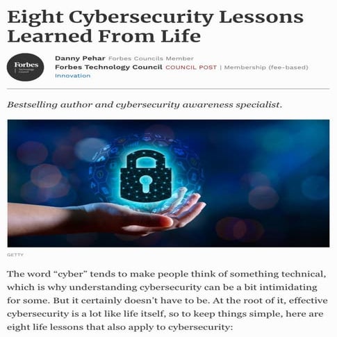 Eight Cybersecurity Lessons Learned From Life
