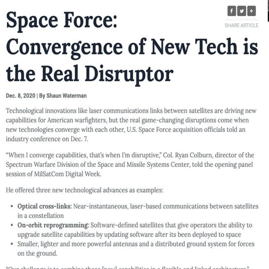Space Force: Convergence of New Tech is the Real Disruptor