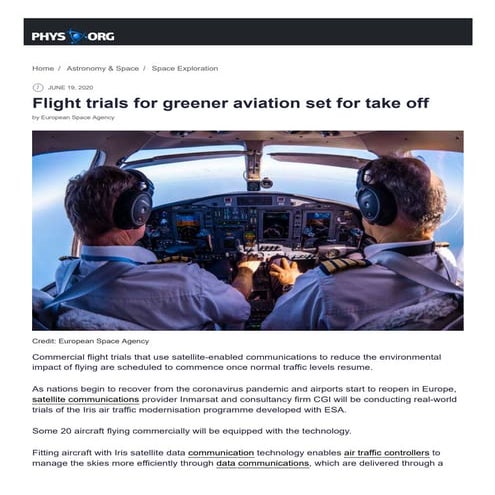 Flight trials for greener aviation set for take off