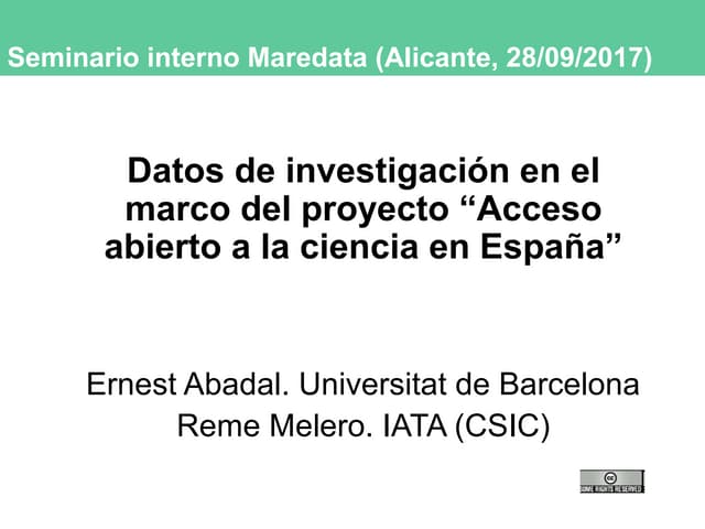 Datos de investigación en el marco del proyecto "Acceso abierto a la ciencia ...