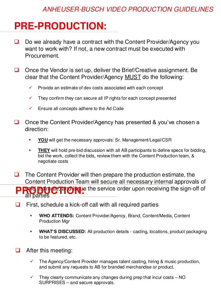 AB VIDEO AD PRODUCTION GUIDELINES (checklist)