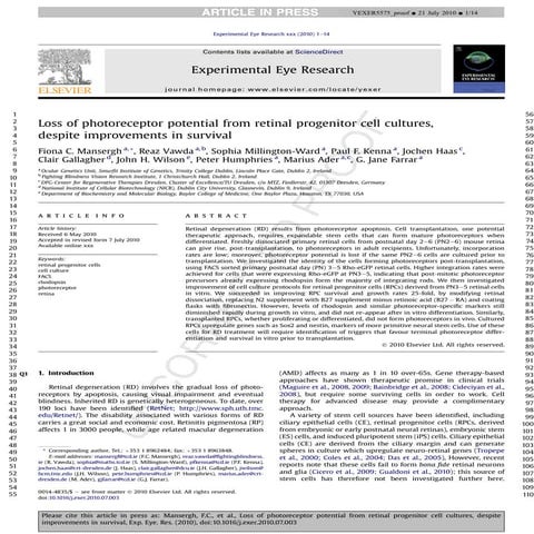 Loss of photoreceptor potential from retinal progenitor cell cultures, despit...