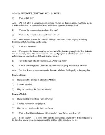 Abap Questions