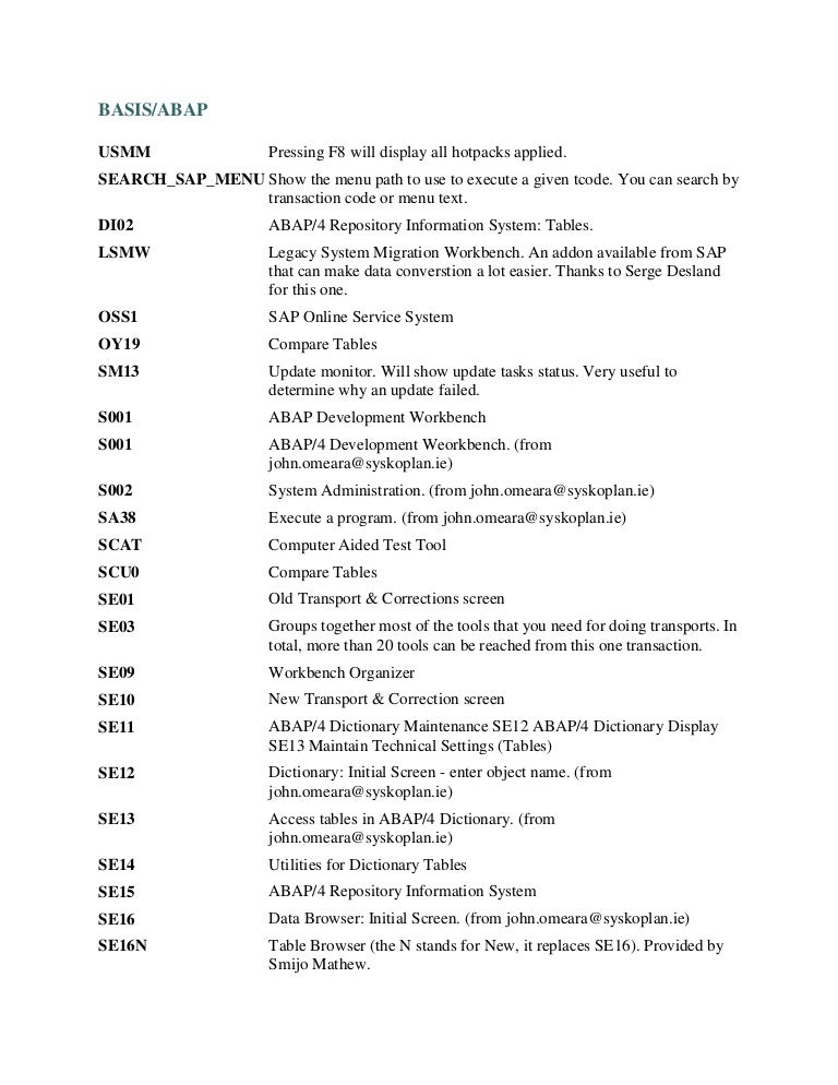 abap-tcodes