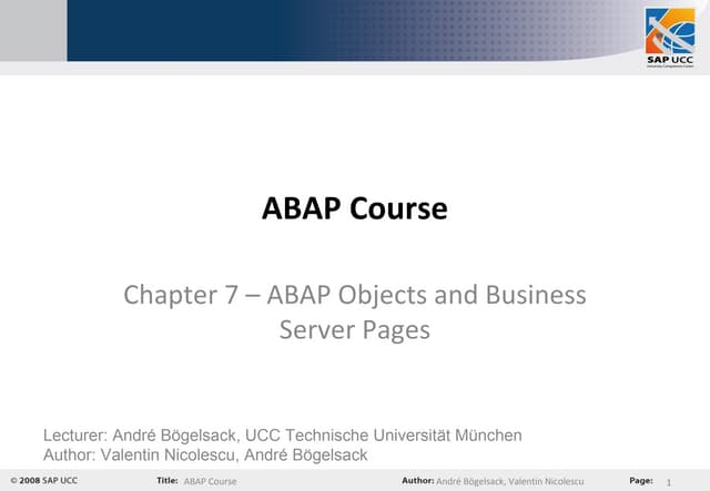 Abap course   chapter 7 abap objects and bsp