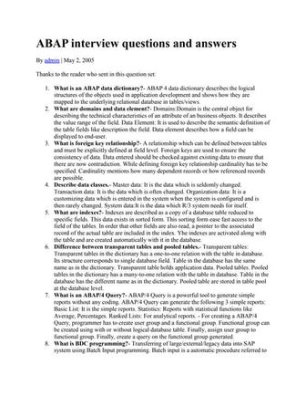 Abap interview questions and answers