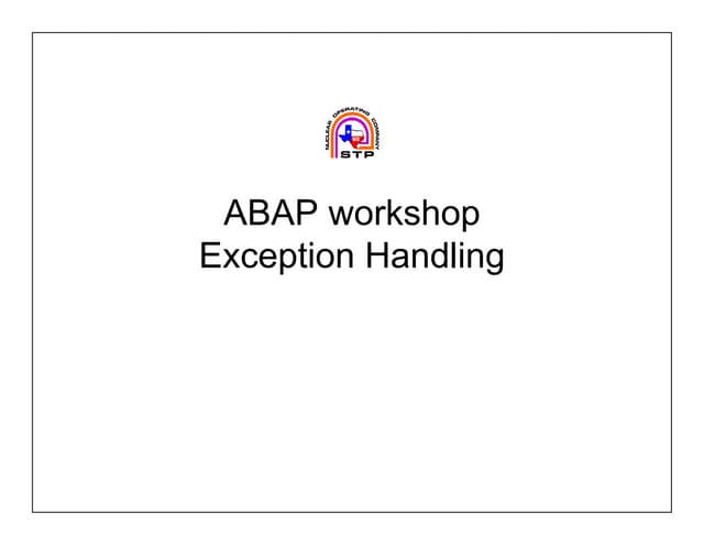 Abap slide exceptionshandling