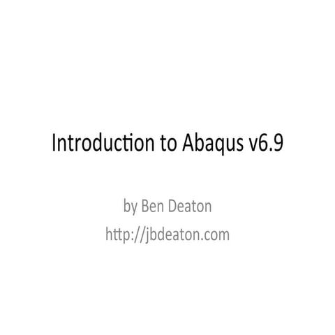 Introduction to Abaqus FEA (tutorial)