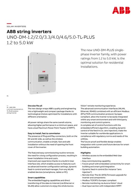 ABB uno TL Plus