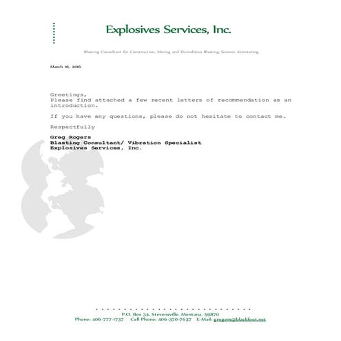 Greg Rogers' Recent Letters of Reccomendation