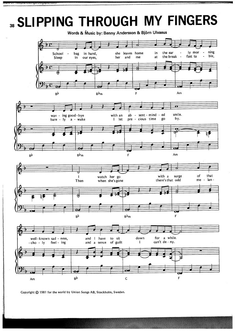 Slipping Through My Fingers Abba Piano