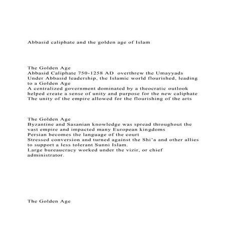Abbasid caliphate and the golden age of IslamThe Gol.docx