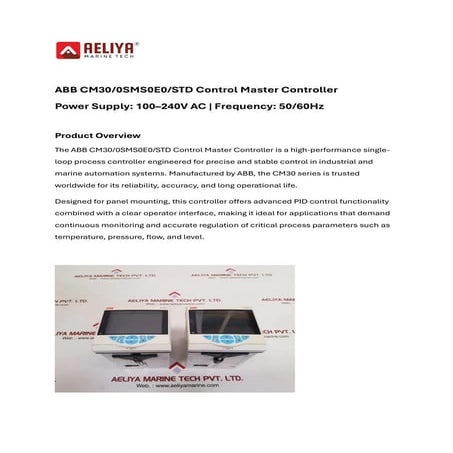 Abb Cm30/0Sms0E0/Std Controlmaster Controller 100-240V Ac 50/60Hz 10W | PDF