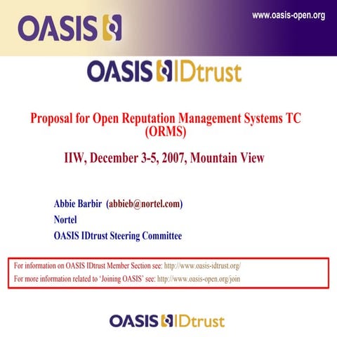 Open Reputation Management Systems