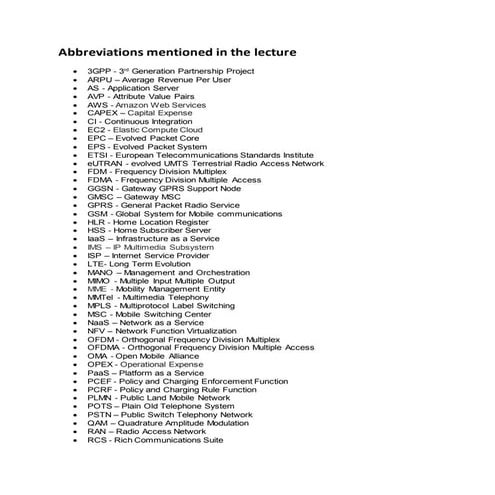 Telecom Abbreviations
