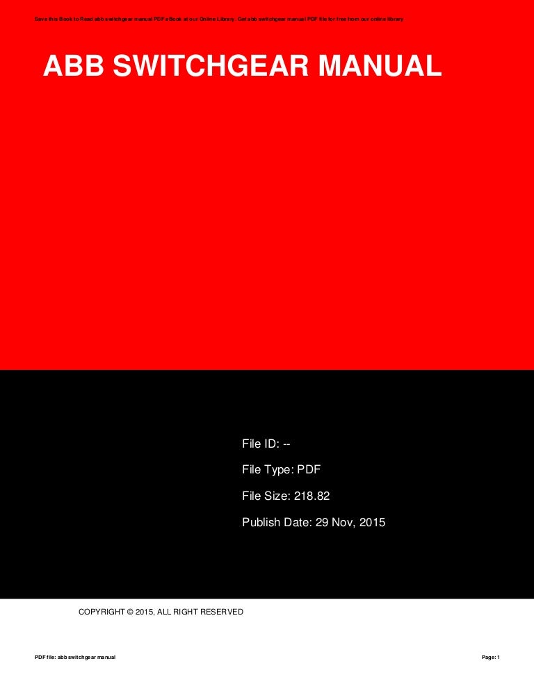 Abb switchgear manual