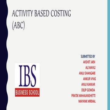 ACTIVITY BASED COSTING