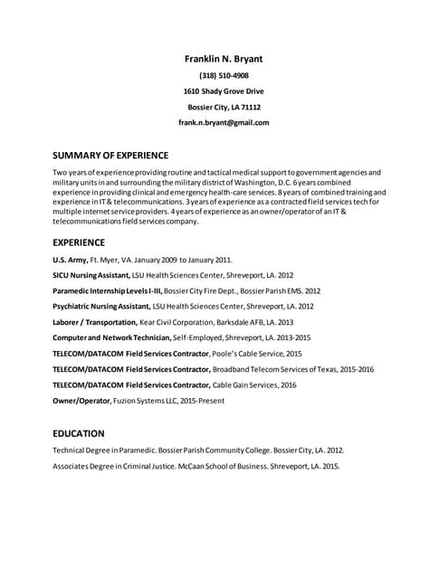 Frank Bryant presentations