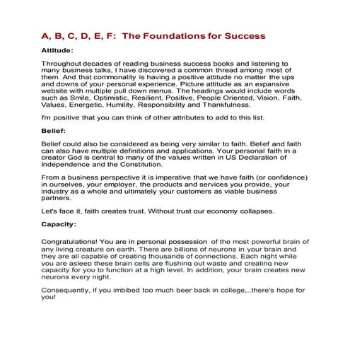 ABCDEF Foundations of Success in a Sales Team
