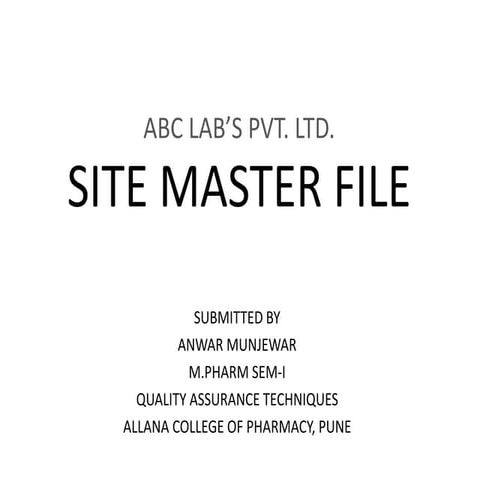 SITE MASTER FILE