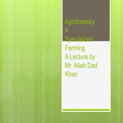 ABC of agroforestry A Presentation by Mr Allah Dad Khan NRM Specialist ...