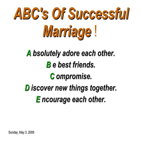 ABCs Of Successful Marriage !