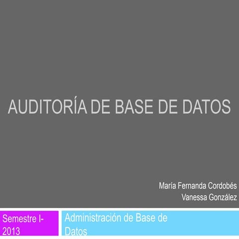 Auditoria de Base de Datos