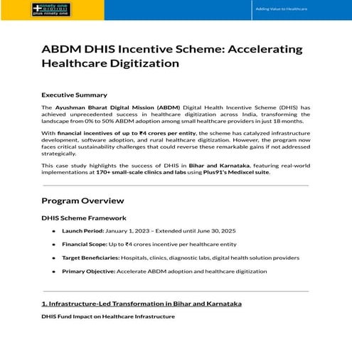 ABDM DHIS Incentive Scheme: Accelerating Healthcare Digitization within India...