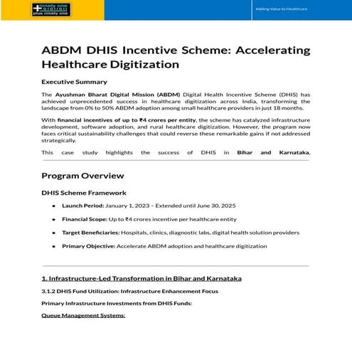 ABDM DHIS Incentive Scheme: Accelerating Healthcare Digitization within India...