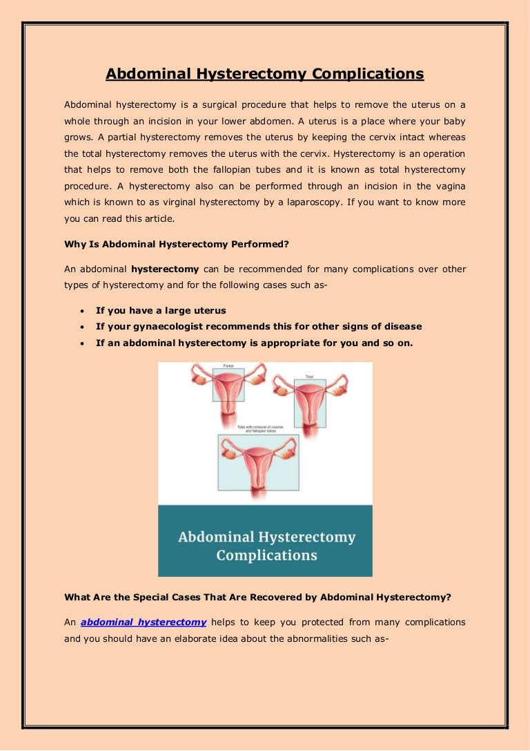 Abdominal Hysterectomy Complications