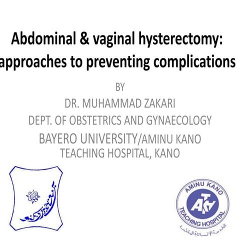 Total abdominal hysterectomy with bilateral salpingo-oophorectomy. | PPT