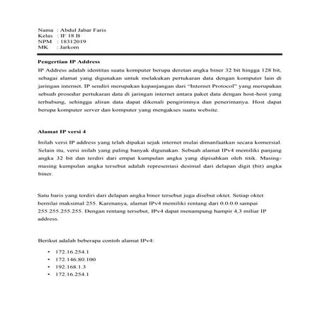 Rangkuman IP Address | PDF