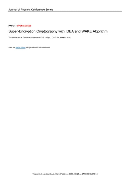 Idea(international data encryption algorithm) | PPT