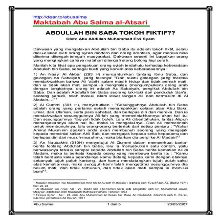 Abdullah bin saba tokoh fiktif