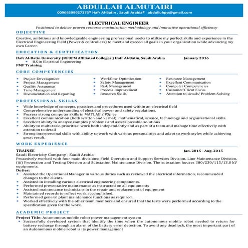 Electrical Engineer CV