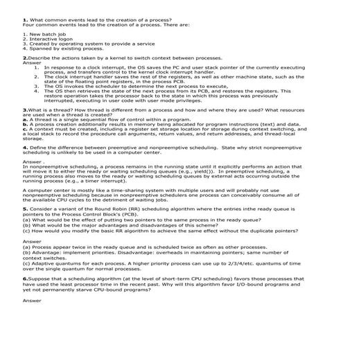 Operating system Q/A