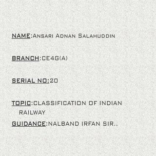 classification of indian railway 