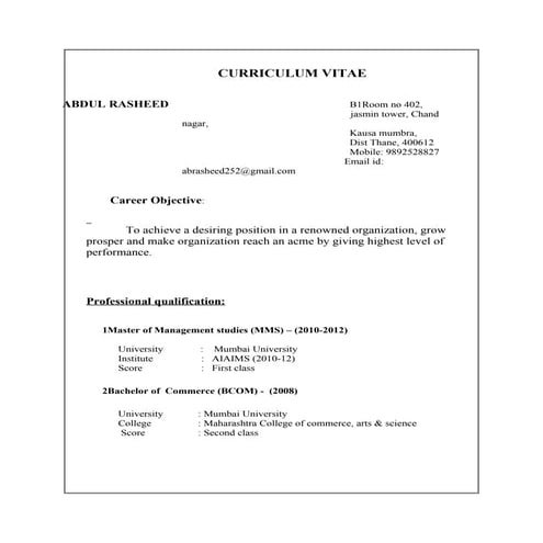 Rasheed Ahmed CV | PDF