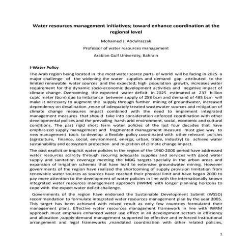 Abdulrazzak - Coordinating Action at the Regional Level