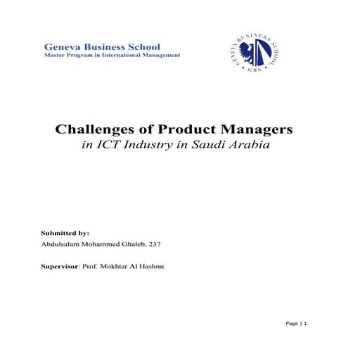 Challenges of Product Managers in ICT Industry in Saudi Arabia