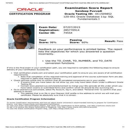 Introduction to Oracle 9i SQL Certification | PDF