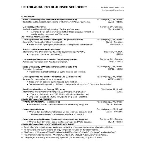 Heitor A. D. Schiochet - Resume 2016-2