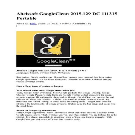 Abelssoft google clean 2015