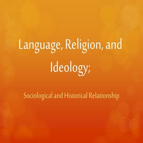 Language, Religion and ideology