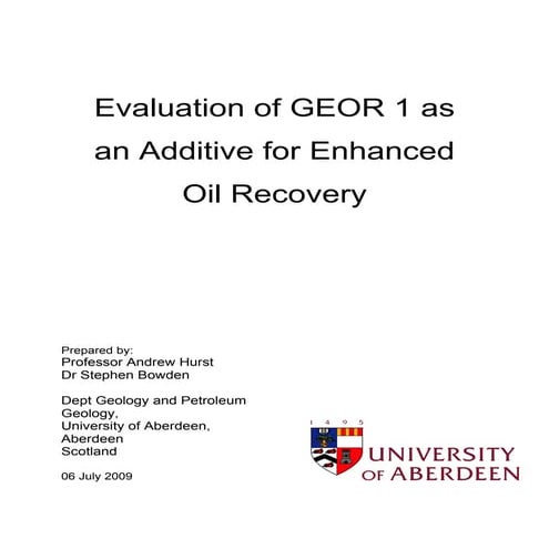University Report on Effectiveness of GLENSOL as Oil Remediation Additive