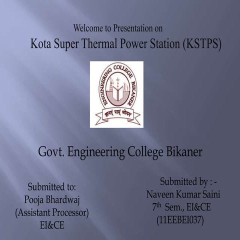 A best ppt on kota super thermal power station