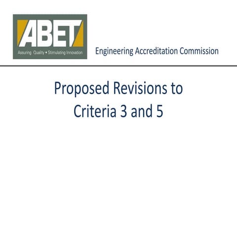 ABET / EAC - Proposed Revisions to Criteria 3 and 5