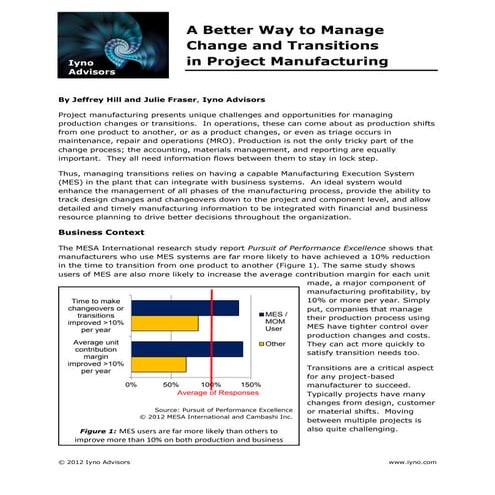 A better way to manage change and transitions in project manufacturing